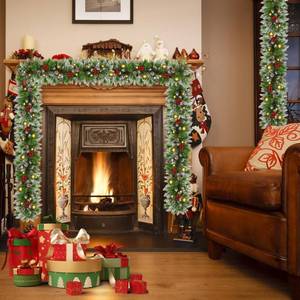 lot 3922 image: FGHB Christmas Garlands,2.7M 9FT Christmas Garland,Christmas Garland with Lights, and Berries,for Fireplaces,Stairs, Interior Decoration,Christmas Decoratio