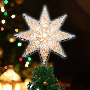 lot 3931 image: LAMPHOME 8 Lighted Double-Sided Star Tree Topper, 8-Point Star Xmas Tree Topper with 10 Clear Warm Lights, 120V UL Certified Tree top for Christmas Tree Ornament Party Home Decor
