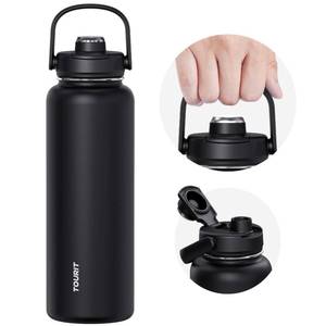 lot 4144 image: TOURIT 40 oz Insulated Water Bottle, Stainless Steel Sports Water Bottles With Top Handle, Double-Wall Travel Thermal Water Flask, BPA Free Leakproof Water Bottle for Sports and Travel, Black