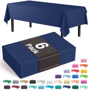 lot 4148 image: Exquisite Navy Plastic Table Cloth Disposable 6 Pack - 54 x 108 Inch Rectangle Tablecloth for 6 Foot Tables - Waterproof Table Cover for Party Wedding Birthday Graduation BBQ Catering