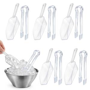 lot 4159 image: 12 Pieces Plastic Ice Tongs and Scoops Mini Kitchen Tongs Utility Mini Buffet Scoop for Cocktail Whiskey Tea Party Candy Coffee and Buffet or Daily Use (Clear)