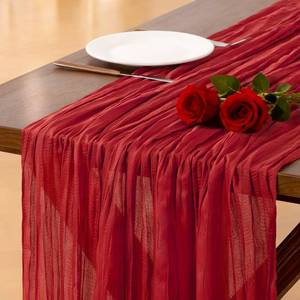lot 4179 image: Socomi Red Cheesecloth Table Runner Summer Boho Rustic Gauze 120 inch 10FT Cheese Cloth Sheer Runner for Wedding Party Baby Shower Birthday Home Decor Holiday Decorations