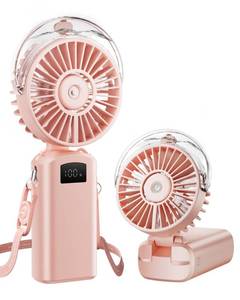lot 4181 image: Gaiatop Portable Misting Fan, 180° Foldable Handheld, 3 Speeds USB Rechargeable, Spray Water Mist with LED Digital Display, Personal Cooling Mini Hand Fans for Travel, Hiking, Concert, Outdoor (Pink)