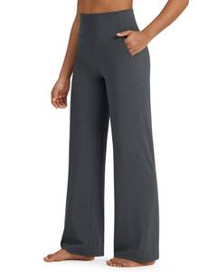 lot 4186 image: G4Free Wide Leg Yoga Pants Women High Waist Comfy Soft Lounge Trousers with Pocket Loose Casual Dress Pants (Dark Grey,M,Regular)