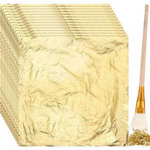 lot 4188 image: Cunhill 100 Pcs Gold Leaf Sheets for Art Foil Paper Leaf Art Foil Sheets Gilding Brush Thin Paper Craft for Painting Gilding Crafting Decoration,5.5 x 5.5 Inches (Gold)