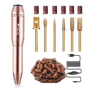 lot 4191 image: Alety Electric Nail Drill Kit - Portable File for Acrylic Gel Nails, Professional Machine Efile Manicure Pedicure Tools With Gold Drill Bits for Home Salon Use