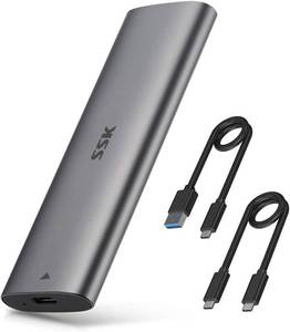 lot 4205 image: SSK NVMe SATA SSD Enclosure, Tool-Free M.2 to USB Adapter USB C 3.2 Gen 2 10Gbps NVMe 6Gbps SATA M-Key  BM Key External SSD Reader with UASP Trim, for 2230 2242 2260 2280 SSDs