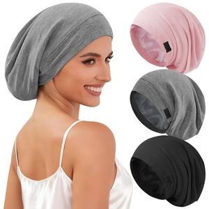 lot 4220 image: 3Pcs Silk Satin Bonnet for Sleeping Hair bonnet for Women Men