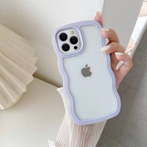lot 4253 image: QLTYPRI Compatible with iPhone 15 Pro Max Case, Cute Curly Wave Frame Clear Case for Girls Women, Transparent Soft Silicone TPU Bumper Shockproof Phone Cover for iPhone 15 Pro Max - Purple
