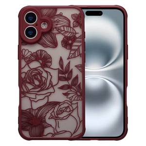 lot 4273 image: XIZYO for iPhone 16 Case, Floral Rose Cute Phone Case for Women Girls Burgundy Aesthetic Pattern Print Slim TPU Bumper Shockproof Protective Cover for iPhone 16 6.1 Inch, Wine Red