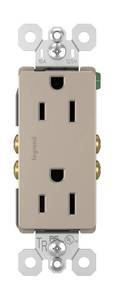 lot 4275 image: Legrand radiant 885TRNICC12 15 Amp Tamper Resistant Decorator Duplex Outlet, Side Wire or Push Wire, Nickel (1 Count)