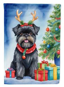 lot 4280 image: Carolines Treasures Affenpinscher Christmas Reindeer House Flag Large Porch Sleeve Pole Decorative Outside Yard Banner Artwork Wall Hanging, Polyester, House Size, Multicolor