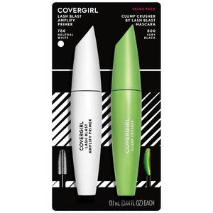 lot 4296 image: COVERGIRL Clump Crusher Mascara  Mascara Primer Bundle, 20X More Volume, Double Sided Brush, Long-Lasting Wear - 800 Very Black  780 Neutral White Primer (Twin Pack)