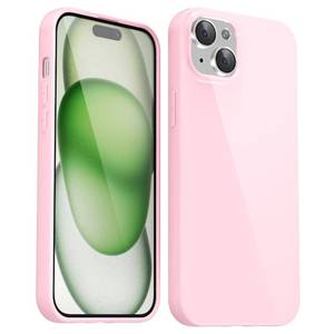 lot 4301 image: Svanove for iPhone 15 Case Silicone, Glossy Soft Rubber Gel Jelly Cute Protective Plastic Simple Plain Phone Case Cover for Women Girl, Slim Thin Flexible Shockproof TPU, Pink