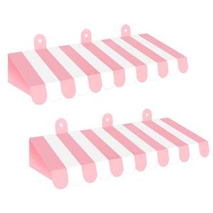 lot 4309 image: Abilat 2 Pcs Circus Awning Wall Decorations 3D Carnival Striped Awnings for Carnival Theme Party Ice Cream Station Classroom Decoration Circus Party Supplies (Pink and White)