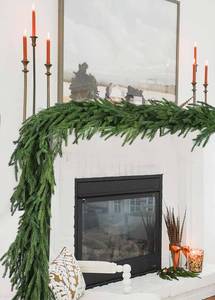lot 4322 image: DearHouse Christmas Norfolk Pine Garland, 9 Ft Artificial Greenery Christmas Decoration for Holiday Season, Mantel Fireplace Table Runner Centerpiece