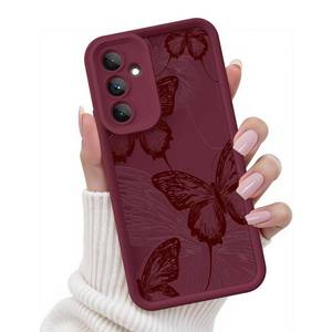 lot 4323 image: FUXICASE for Samsung Galaxy A36 5G Case, Creative Butterfly Pattern Design for Girl Women, Soft Silicone Shockproof Anti-Scratch Protection Phone Cover for Galaxy A36 (Burgundy Red Butterfly)