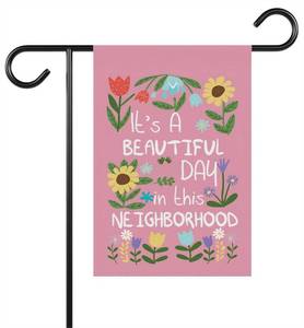 lot 4326 image: Its A Beautiful Day In This Neighborhood Garden Flag - Retro Flower Flag - Welcome Porch Sign - Matisse Floral Decor - Ideas Outdoor Decoration And Garden Terraces - Outdoor Yard Banner