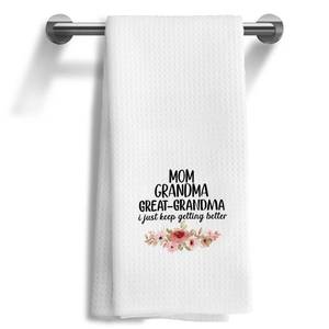 lot 4337 image: WOOGCHEIR Great Grandma Kitchen Towel Dish Towel, Grandma Gift from Grandson Granddaughter, 16x24 Inch