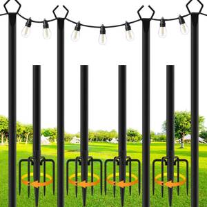 lot 5027 image: SINLEY 4 Pack String Light Poles,10 Ft Metal Poles with Fork for Outdoor String Lights,Outdoor Light Poles with Fork,PolesPostStand for Outside,Patio,Deck,Backyard,Garden Wedding,Party