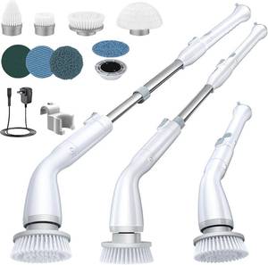 lot 5028 image: LABIGO Electric Spin Scrubber LA1 Pro, Cordless Spin Scrubber with 4 Brush Heads and Adjustable Extension Handle, Power Cleaning Brush for Bathroom