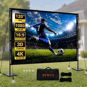 lot 5030 image: STWUI Outdoor Projector Screen with Stand - 120 Inch Portable Projector Screen Indoor and Outdoor Projector Screens 169 4K HD Wrinkle Free Lightweight Movie Screen with Carry Bag,Enioy Movie Nights