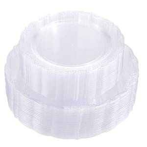 lot 5040 image: U-QE 100 Pieces Clear Plastic Plates - Clear Disposable Plates - Premium Hard Plastic Plates for Party, Holiday and Party Use Including 50 Dinner 10  & 50 Dessert Platos 7.5 