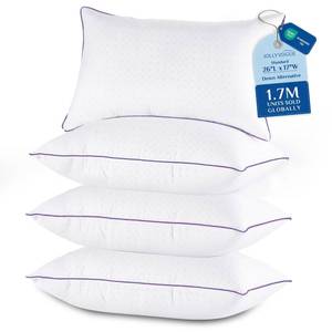 lot 5041 image: JOLLYVOGUE Pillows Standard Size Set of 4, Washable Supportive Firm Bed Pillows with Oeko-Tex Certified Soft Down Alternative Fill, Luxury Hotel Quality for Side, Back and Stomach Sleepers