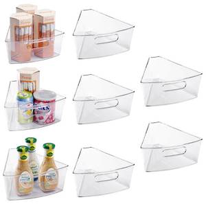 lot 5042 image: Oubonun Lazy Susan Organizers Set of 8, 11.6���� x 10.2���� x 4.1�� Plastic Transparent Kitchen Cabinet Storage Bins with Handle, 4.1 Deep Container, 18 Wedge - Food Safe, without BPA