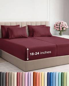 lot 5047 image: Extra Deep Split King Sheet Set - 7 Piece Breathable and Cooling Sheets - Hotel Luxury Bedding for Women, Men, Kids & Teens - Easy & Secure Fit - Soft and Wrinkle Free - Extra Deep Pockets - Burgundy