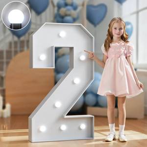 lot 5049 image: Marquee Numbers 3 Feet Tall Big Light Up Numbers 2nd 21st 26th Birthday Decorations Graduation Decorations 2026 White Anniversary Party Decor Large Cardboard Prop Backdrop Sign 2