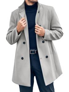 lot 5084 image: Runcati Mens Mid Long Trench Coat Winter Double Breasted Pea Coat Casual Business Warm Overcoat size L