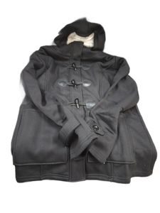 lot 5085 image: Black Hooded Jacket with Toggle Closures and Cream Trim size XL
