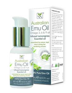 lot 6025 image: Y Not Natural Pure Emu Oil - Organic Moisture for Face, Body, Hair, Scalp & Nails - Rich in Omega 3-6-9, Vitamins & Essential Minerals - Australian Emu Oil (60ml) 2.03 fl oz - Lemongrass
