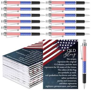 lot 6389 image: Sayglossy 24 Set 250th Anniversary 4th of July Patriotic Pens Bulk Mini Stars Stripes Notebook American Flag Metal Ballpoint Pens with Notebooks for Patriotic July 4th Party Favors