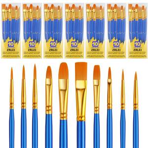 lot 6395 image: ZRLEI Paint Brushes Set, 70Pcs Round Pointed Tip Artist Paintbrushes for Acrylic Painting Oil Watercolor Canvas Boards Rock Body Face Nail Art, Halloween Pumpkin Ceramic Crafts Supplies��Blue