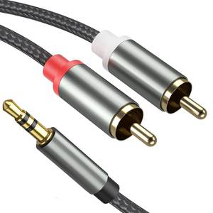 lot 6400 image: 6.6FT 3.5mm to RCA Cable, Y Splitter Audio Adapter - Nylon Braided - Compatible with iPhone, Smartphones, MP3, Tablets, Speakers, Home Theater