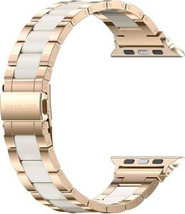 lot 6402 image: Wearlizer Compatible with Apple Watch Band 38404142mm Fashion Wristband Women, Stainless Steel  Resin Metal Replacement for iWatch Series 11 10 9 8 7 6 5 4 3 SEUltra 3 2 1-RoseGoldStarlight