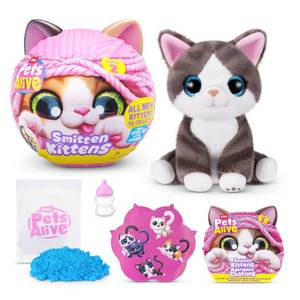 lot 6412 image: Pets Alive Smitten Kittens Series 2 (Dragon Li) by ZURU �� Interactive Plush Cat Toy with 10 Sounds, Surprise Unboxing, Soft Collectible Pet for Ages 3