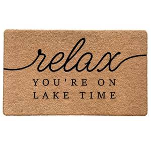 lot 6414 image: Qabliqo Lake House Decor Door Mat, Relax Youre on Lake Time Doormat for Front Door Indoor Outdoor Entrance Porch, Nautical Welcome Mats Doormat Outside, 17x30 Inches