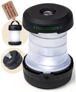 lot 6485 image: Egoz Collapsible LED Camping Lantern - Battery & Hand Crank, Black