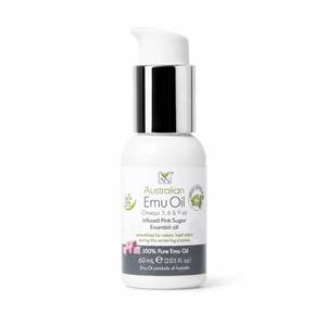 lot 6494 image: Y Not Natural Pure Emu Oil - Organic Moisture for Face, Body, Hair, Scalp & Nails - Rich in Omega 3-6-9, Vitamins & Essential Minerals - Australian Emu Oil (60ml) 2.03 fl oz - Pink Sugar