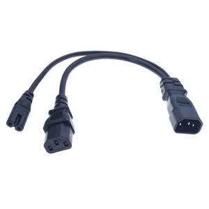 lot 6496 image: C14 to C13C7 Y Splitter Power Plug Cord,Single IEC 320 C14 Male to C13C7 Female Splitter Adapter Cable Cord,30cm