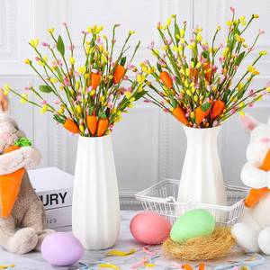 lot 9251 image: Tigeen 8 Pcs Artificial Easter Stems Easter Decorations Spring Colorful Berry Picks with Carrots Fake Picks Decor for Floral Arrangement Home Centerpiece Vase Windowsill Decor