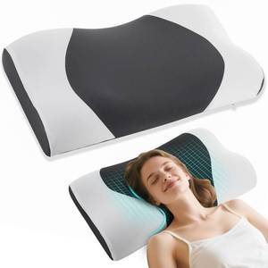 lot 9254 image: MOONOUU Cloud Align Pillow, Ergonomic Zero-Pressure Soft Memory Foam Pillow for Neck Pain Relief, Neutral Alignment for Side & Back Sleepers, Gently Provides Cervical Support, Washable Pillowcase