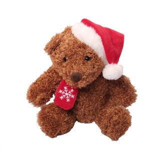 lot 10470 image: YCEDC Christmas Teddy Bear Plush, Brown Stuffed Animal with Santa Hat and Snowflake Scarf, 10 Inch, for Kids