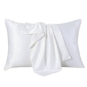lot 10479 image: SheRest King Satin Pillowcase for Hair and Skin, Soft and Breathable Similar to Silk Pillow Cases for Sleepers, Luxurious Gift for Women Men, Set of 4 with Zipper(20x 36, White)