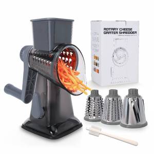 lot 11177 image: Rotary Cheese Grater with Handle-Versatile Cheese Grater Non-Slip Suction Base,Cheese Shredder & Food Slicer for Cheese,Carrots, Cucumbers,Nuts-Compact & Easy Clean Kitchen Kitchen Tool (Gray)