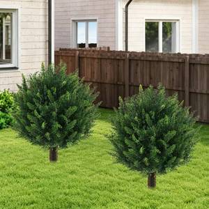 lot 11180 image: Grewyear 2PCS UV Resistant Fake Bushes Artificial Shrubs for Outdoors