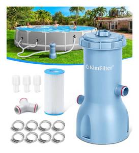 lot 11181 image: KimFilter Pro Series 1000 GPH Above Ground Pool Filter Pump, Powerful Pool Cartridge Filter Pump, Water Circulation and Filtration System -Improved Water Clean & Clarity, Pools Pumps Above Ground-Blue (Heavily Used)
